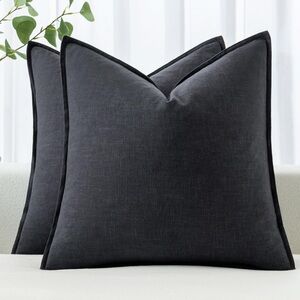 Euro Sham Dark Gray Large Throw Pillow Covers -Set of 2